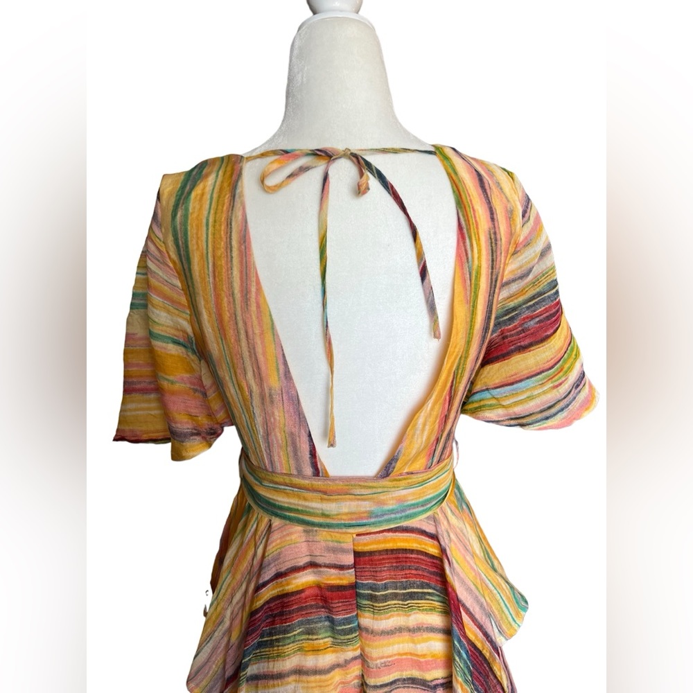 NWT Luxxel Stripped Print Ruffle Romper Small Dress Juniors LR 5795 - Picture 5 of 14